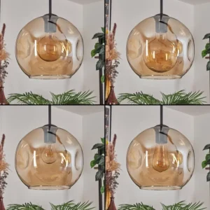hofstein Ripoll Suspension Ambre, 3 lumières* Lampes En Verre