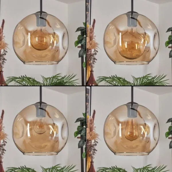 hofstein Ripoll Suspension Ambre, 3 lumières* Lampes En Verre