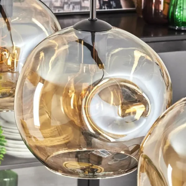 hofstein Ripoll Suspension Ambre, 3 lumières* Lampes En Verre