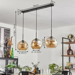 hofstein Ripoll Suspension Ambre, 3 lumières* Lampes En Verre