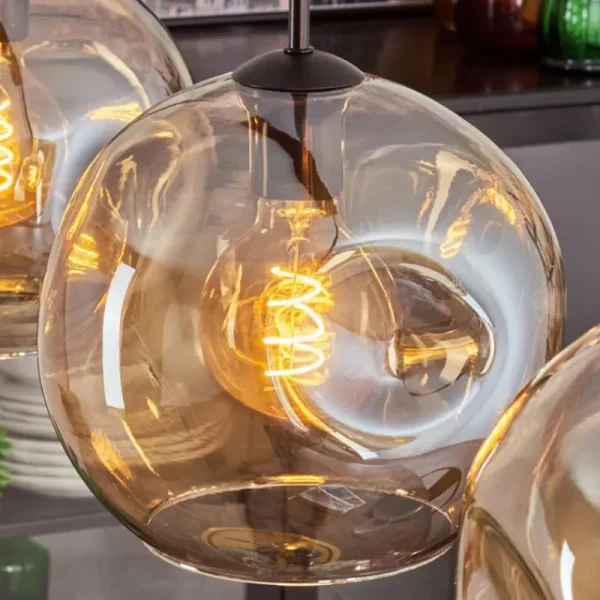 hofstein Ripoll Suspension Ambre, 3 lumières* Lampes En Verre
