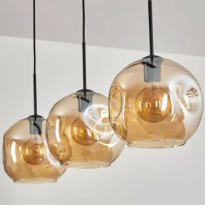 hofstein Ripoll Suspension Ambre, 3 lumières* Lampes En Verre