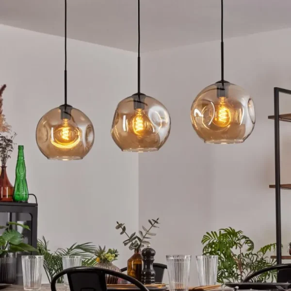 hofstein Ripoll Suspension Ambre, 3 lumières* Lampes En Verre