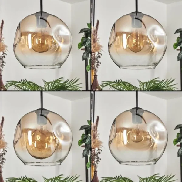 hofstein Ripoll Suspension Ambre, Clair, 3 lumières* Lampes En Verre