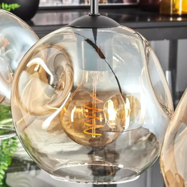 hofstein Ripoll Suspension Ambre, Clair, 3 lumières* Lampes En Verre