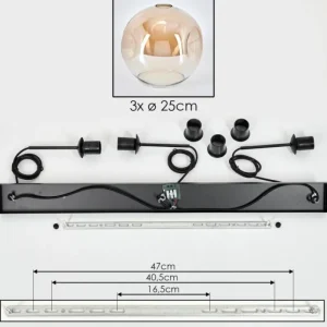 hofstein Ripoll Suspension Ambre, Clair, 3 lumières* Lampes En Verre