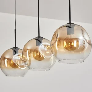 hofstein Ripoll Suspension Ambre, Clair, 3 lumières* Lampes En Verre