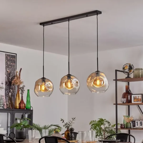 hofstein Ripoll Suspension Ambre, Clair, 3 lumières* Lampes En Verre