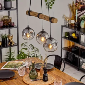 hofstein Ripoll Suspension, Boule lumineuse, Suspension Écru, Noir, 3 lumières* Lampes Modernes