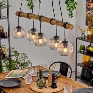 hofstein Ripoll Suspension, Boule lumineuse, Suspension Écru, Noir, 5 lumières* Lampes Modernes