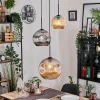 hofstein Ripoll Suspension, Boule lumineuse, Suspension, Suspension grappe Ambre, Chrome, Fumé, 3 lumières* Lampes Modernes