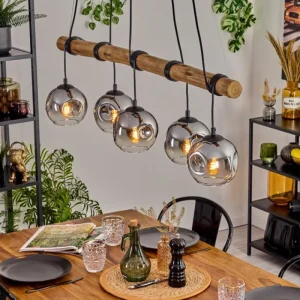 hofstein Ripoll Suspension, Boule lumineuse, Suspension Chrome, Fumé, 5 lumières* Lampes Modernes