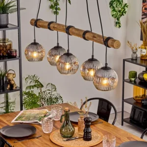 hofstein Ripoll Suspension, Boule lumineuse, Suspension Écru, Noir, 5 lumières* Lampes Modernes