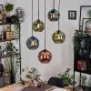 hofstein Ripoll Suspension, Boule lumineuse, Suspension grappe Bleu, Vert, Cuivré, 5 lumières* Lampes En Verre