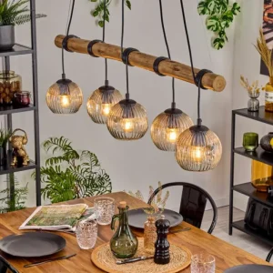 hofstein Ripoll Suspension, Boule lumineuse, Suspension Écru, Noir, 5 lumières* Lampes Modernes