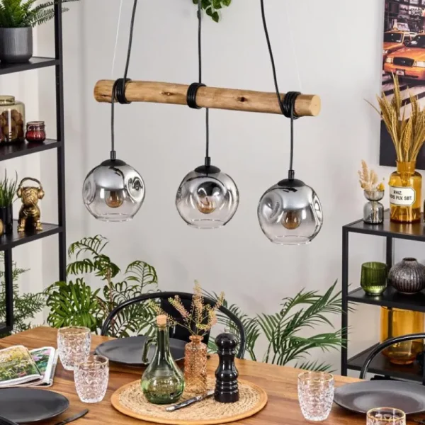 hofstein Ripoll Suspension, Boule lumineuse, Suspension Écru, Noir, 3 lumières* Lampes Modernes