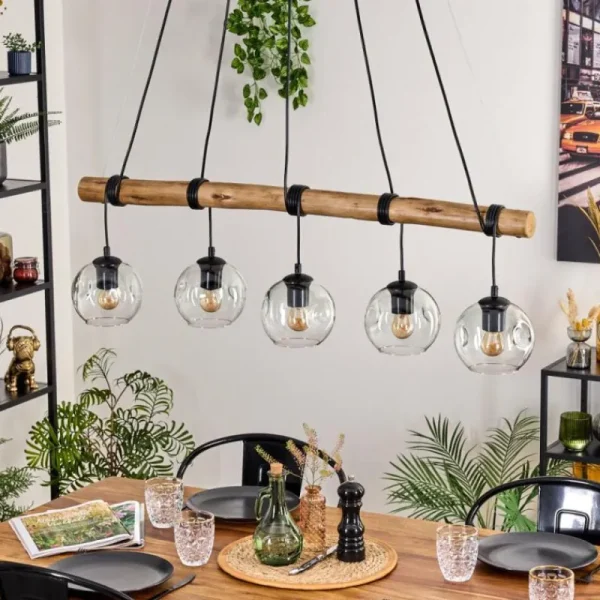hofstein Ripoll Suspension, Boule lumineuse, Suspension Écru, Noir, 5 lumières* Lampes Modernes