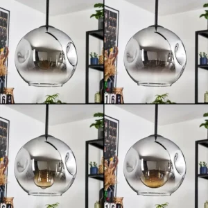 hofstein Ripoll Suspension, Boule lumineuse, Suspension Chrome, Clair, Fumé, 3 lumières* Lampes Modernes
