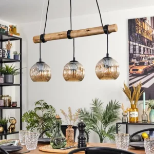 hofstein Ripoll Suspension, Boule lumineuse, Suspension Écru, Noir, 3 lumières* Lampes Modernes