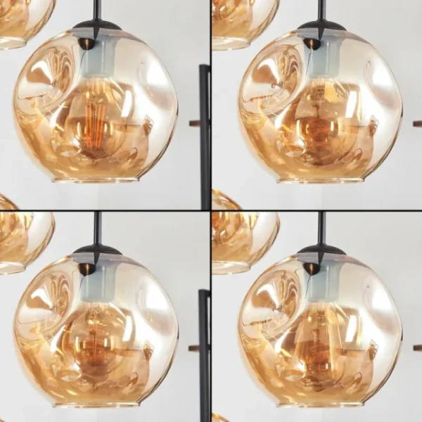 hofstein Ripoll Suspension, Boule lumineuse, Suspension Ambre, 4 lumières* Lampes En Verre
