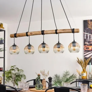 hofstein Ripoll Suspension, Boule lumineuse, Suspension Écru, Noir, 5 lumières* Lampes Modernes