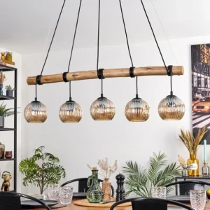 hofstein Ripoll Suspension, Boule lumineuse, Suspension Écru, Noir, 5 lumières* Lampes Modernes