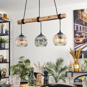 hofstein Ripoll Suspension, Boule lumineuse, Suspension Écru, Noir, 3 lumières* Lampes Modernes