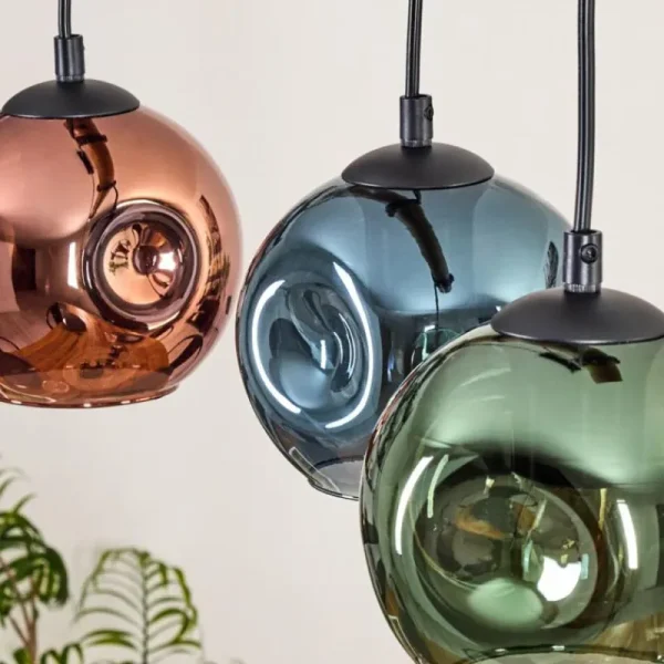 hofstein Ripoll Suspension, Boule lumineuse, Suspension Écru, Noir, 3 lumières* Lampes Modernes