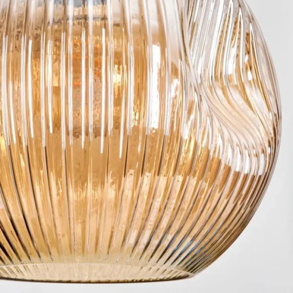 hofstein Ripoll Suspension, Boule lumineuse, Suspension, Suspension grappe Ambre, Chrome, Fumé, 3 lumières* Lampes Modernes