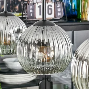 hofstein Ripoll Suspension, Boule lumineuse, Suspension Chrome, Clair, Fumé, 3 lumières* Lampes Modernes