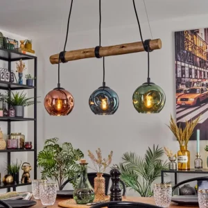 hofstein Ripoll Suspension, Boule lumineuse, Suspension Écru, Noir, 3 lumières* Lampes Modernes