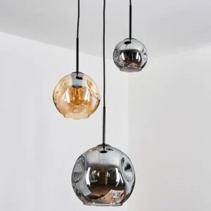 hofstein Ripoll Suspension, Boule lumineuse, Suspension, Suspension grappe Ambre, Fumé, 3 lumières* Lampes Modernes