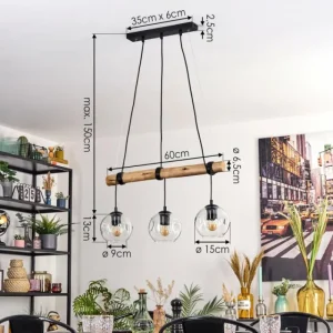 hofstein Ripoll Suspension, Boule lumineuse, Suspension Écru, Noir, 3 lumières* Lampes Modernes