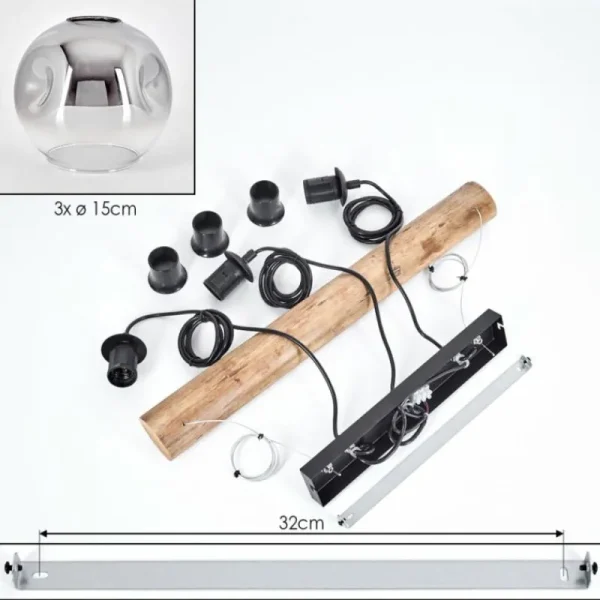 hofstein Ripoll Suspension, Boule lumineuse, Suspension Écru, Noir, 3 lumières* Lampes Modernes