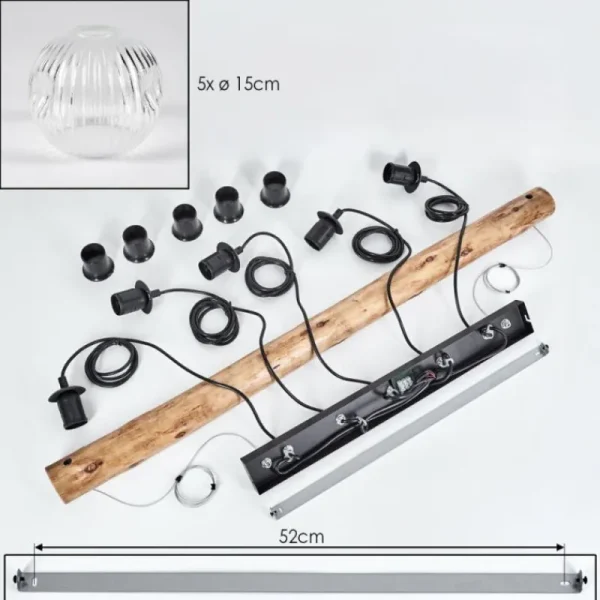 hofstein Ripoll Suspension, Boule lumineuse, Suspension Écru, Noir, 5 lumières* Lampes Modernes