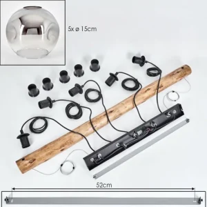 hofstein Ripoll Suspension, Boule lumineuse, Suspension Chrome, Fumé, 5 lumières* Lampes Modernes