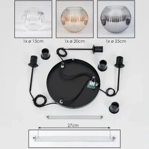 hofstein Ripoll Suspension, Boule lumineuse, Suspension, Suspension grappe Ambre, Clair, Fumé, 3 lumières* Lampes Modernes