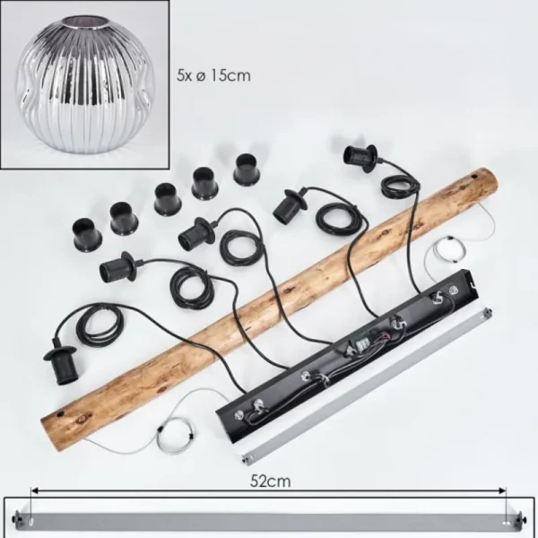 hofstein Ripoll Suspension, Boule lumineuse, Suspension Écru, Noir, 5 lumières* Lampes Modernes