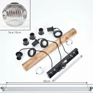 hofstein Ripoll Suspension, Boule lumineuse, Suspension Écru, Noir, 3 lumières* Lampes Modernes