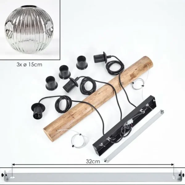 hofstein Ripoll Suspension, Boule lumineuse, Suspension Écru, Noir, 3 lumières* Lampes Modernes