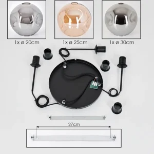 hofstein Ripoll Suspension, Boule lumineuse, Suspension, Suspension grappe Ambre, Fumé, 3 lumières* Lampes Modernes