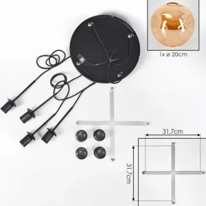 hofstein Ripoll Suspension, Boule lumineuse, Suspension Ambre, 4 lumières* Lampes En Verre