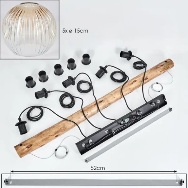 hofstein Ripoll Suspension, Boule lumineuse, Suspension Écru, Noir, 5 lumières* Lampes Modernes