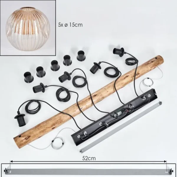 hofstein Ripoll Suspension, Boule lumineuse, Suspension Écru, Noir, 5 lumières* Lampes Modernes
