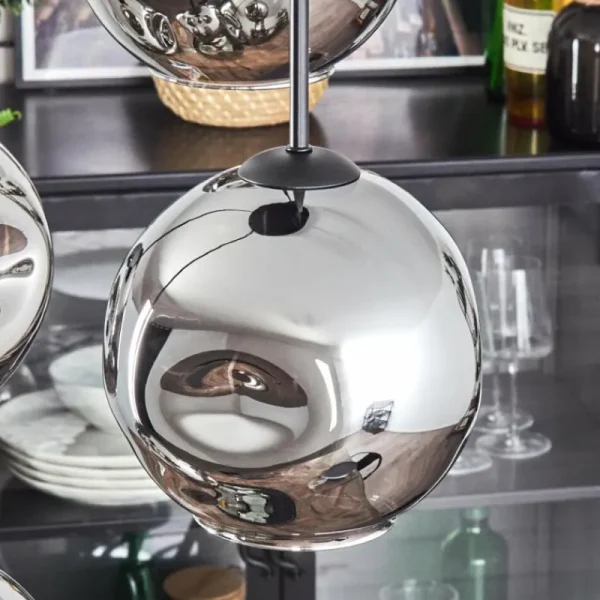 hofstein Ripoll Suspension, Boule lumineuse, Suspension Chrome, Fumé, 4 lumières* Lampes Modernes