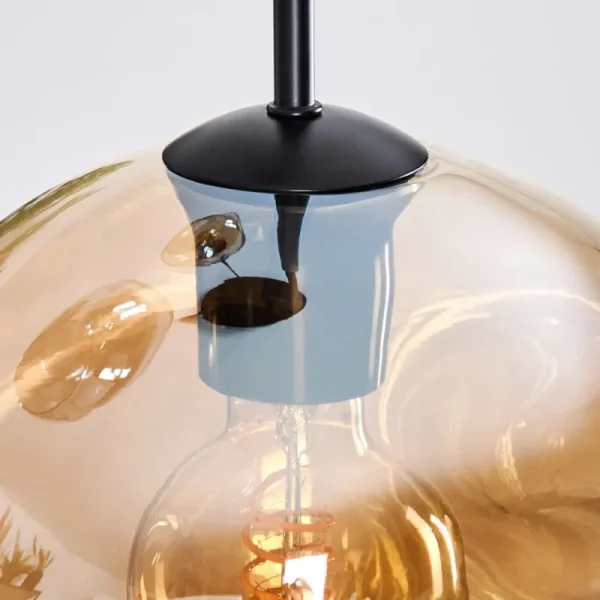 hofstein Ripoll Suspension, Boule lumineuse, Suspension, Suspension grappe Ambre, Fumé, 3 lumières* Lampes Modernes