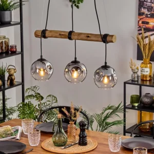 hofstein Ripoll Suspension, Boule lumineuse, Suspension Écru, Noir, 3 lumières* Lampes Modernes