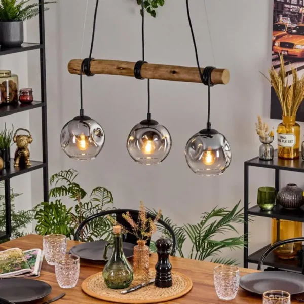 hofstein Ripoll Suspension, Boule lumineuse, Suspension Écru, Noir, 3 lumières* Lampes Modernes
