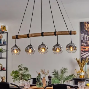 hofstein Ripoll Suspension, Boule lumineuse, Suspension Chrome, Fumé, 5 lumières* Lampes Modernes