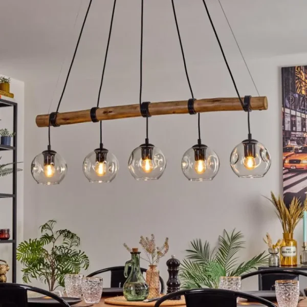 hofstein Ripoll Suspension, Boule lumineuse, Suspension Écru, Noir, 5 lumières* Lampes Modernes